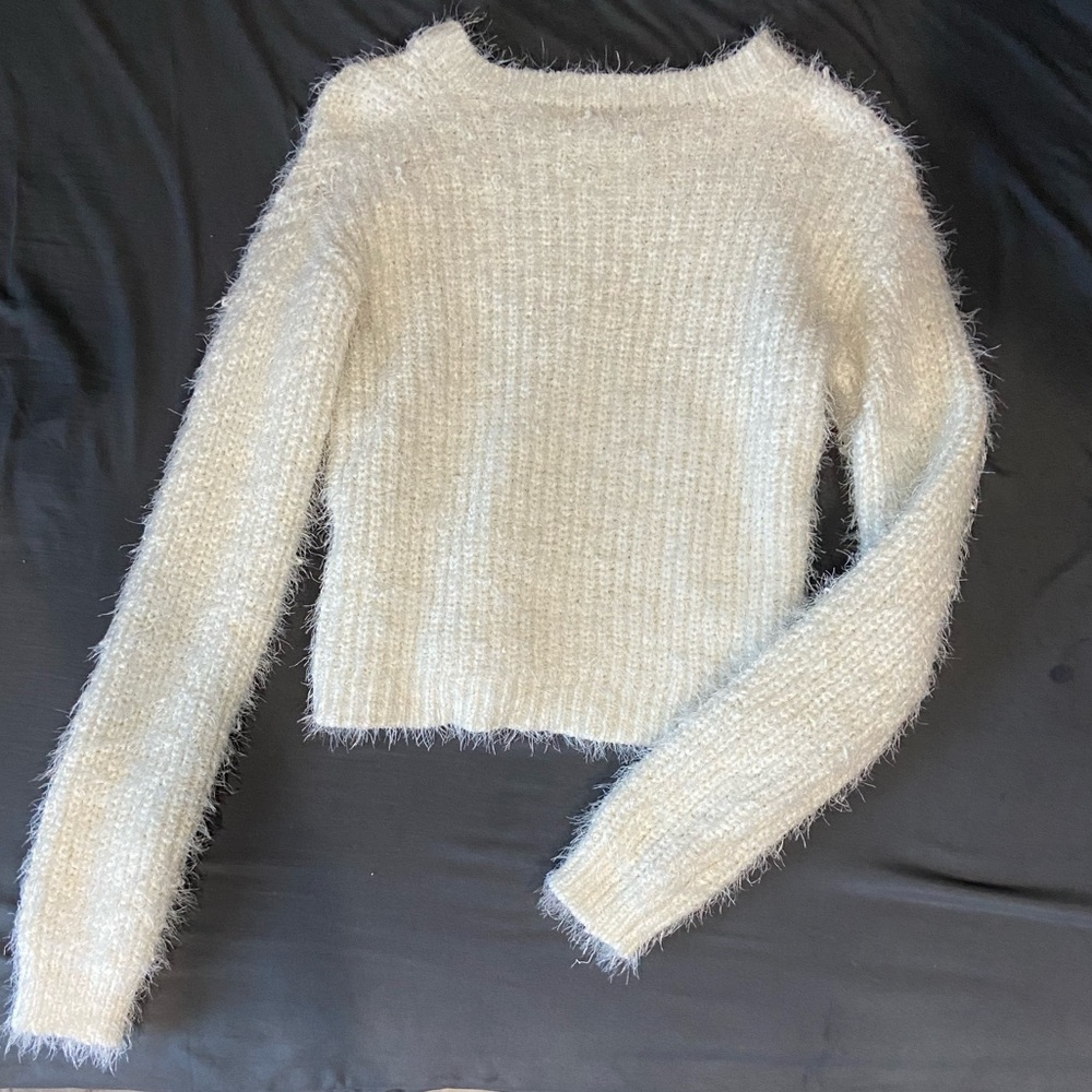 White fluffy sweater